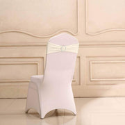 5 pcs Spandex Chair Sashes with Silver Round Buckle Brooches