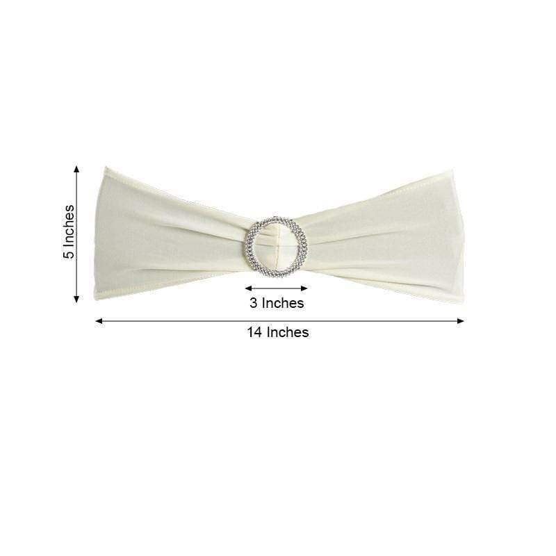 5 pcs Spandex Chair Sashes with Silver Round Buckle Brooches