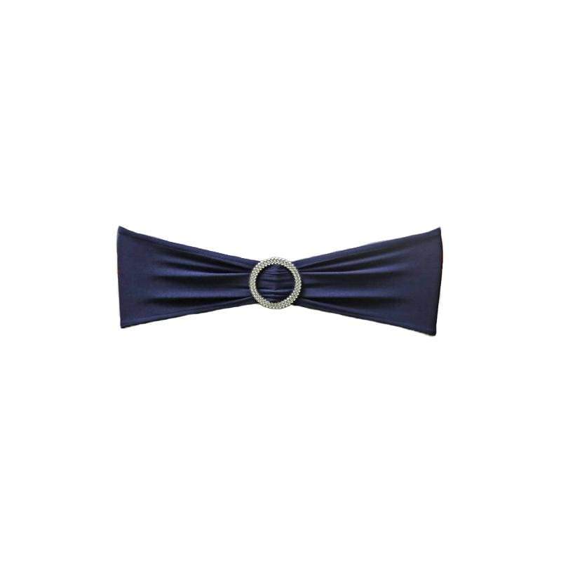 5 pcs Spandex Chair Sashes with Silver Round Buckle Brooches