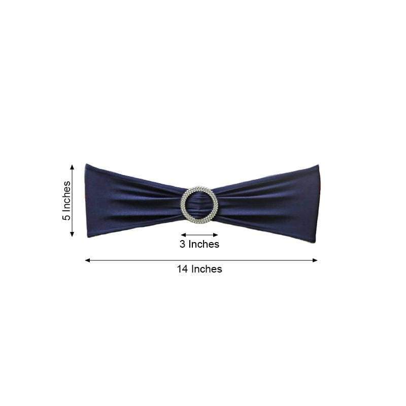 5 pcs Spandex Chair Sashes with Silver Round Buckle Brooches
