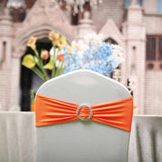 5 pcs Spandex Chair Sashes with Silver Round Buckle Brooches