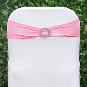 5 pcs Spandex Chair Sashes with Silver Round Buckle Brooches