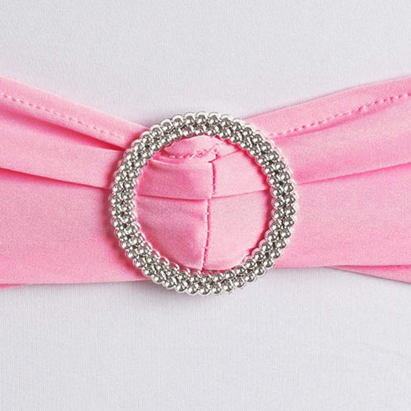 5 pcs Spandex Chair Sashes with Silver Round Buckle Brooches