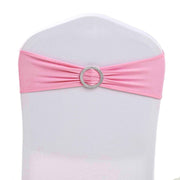 5 pcs Spandex Chair Sashes with Silver Round Buckle Brooches