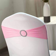 5 pcs Spandex Chair Sashes with Silver Round Buckle Brooches