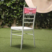5 pcs Spandex Chair Sashes with Silver Round Buckle Brooches