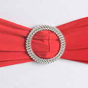 5 pcs Spandex Chair Sashes with Silver Round Buckle Brooches