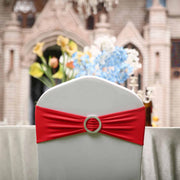 5 pcs Spandex Chair Sashes with Silver Round Buckle Brooches