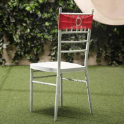 5 pcs Spandex Chair Sashes with Silver Round Buckle Brooches