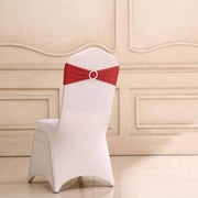 5 pcs Spandex Chair Sashes with Silver Round Buckle Brooches