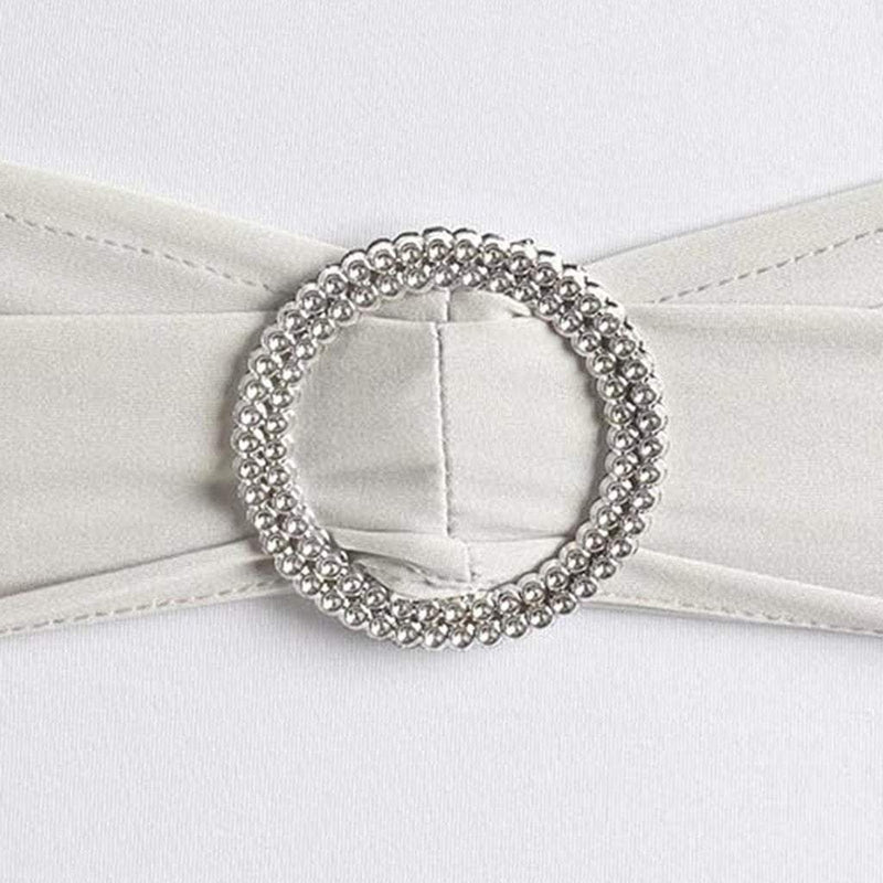5 pcs Spandex Chair Sashes with Silver Round Buckle Brooches