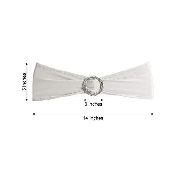 5 pcs Spandex Chair Sashes with Silver Round Buckle Brooches