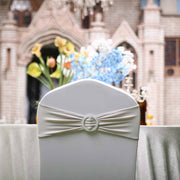 5 pcs Spandex Chair Sashes with Silver Round Buckle Brooches