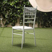 5 pcs Spandex Chair Sashes with Silver Round Buckle Brooches