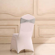 5 pcs Spandex Chair Sashes with Silver Round Buckle Brooches