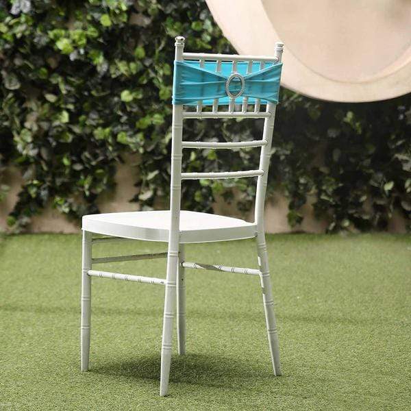 5 pcs Spandex Chair Sashes with Silver Round Buckle Brooches
