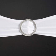 5 pcs Spandex Chair Sashes with Silver Round Buckle Brooches