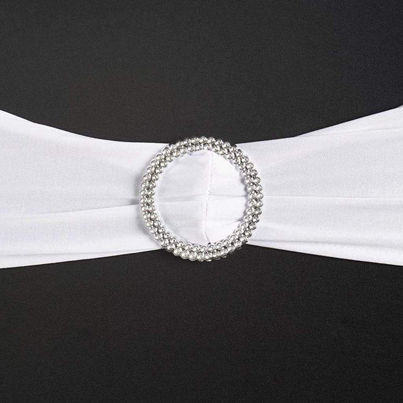 5 pcs Spandex Chair Sashes with Silver Round Buckle Brooches