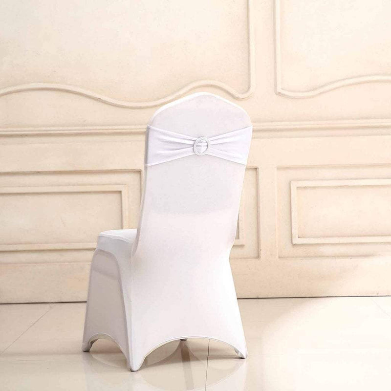 5 pcs Spandex Chair Sashes with Silver Round Buckle Brooches
