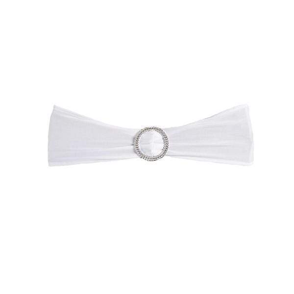 5 pcs Spandex Chair Sashes with Silver Round Buckle Brooches
