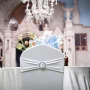 5 pcs Spandex Chair Sashes with Silver Round Buckle Brooches