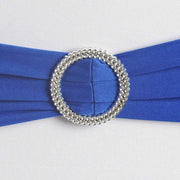 5 pcs Spandex Chair Sashes with Silver Round Buckle Brooches
