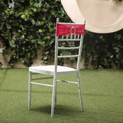 5 pcs Spandex Chair Sashes with Silver Round Buckle Brooches