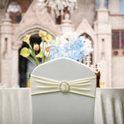 5 pcs Spandex Chair Sashes with Silver Round Buckle Brooches