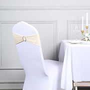 5 pcs Spandex Chair Sashes with Silver Round Buckle Brooches
