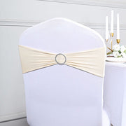 5 pcs Spandex Chair Sashes with Silver Round Buckle Brooches