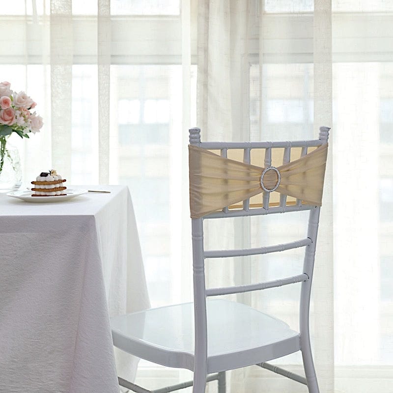 5 pcs Spandex Chair Sashes with Silver Round Buckle Brooches