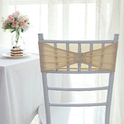 5 pcs Spandex Chair Sashes with Silver Round Buckle Brooches