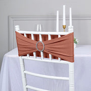 5 pcs Spandex Chair Sashes with Silver Round Buckle Brooches