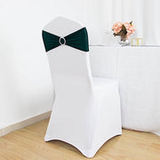5 pcs Spandex Chair Sashes with Silver Round Buckle Brooches