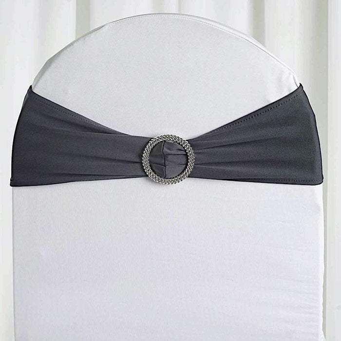 5 pcs Spandex Chair Sashes with Silver Round Buckle Brooches SASHP_SPX03_044