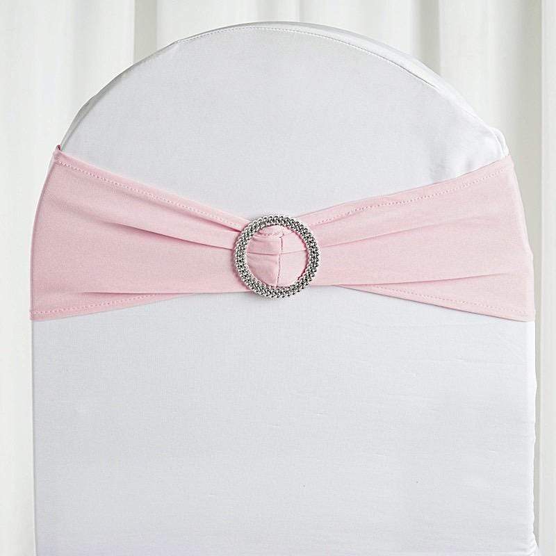 5 pcs Spandex Chair Sashes with Silver Round Buckle Brooches SASHP_SPX03_046