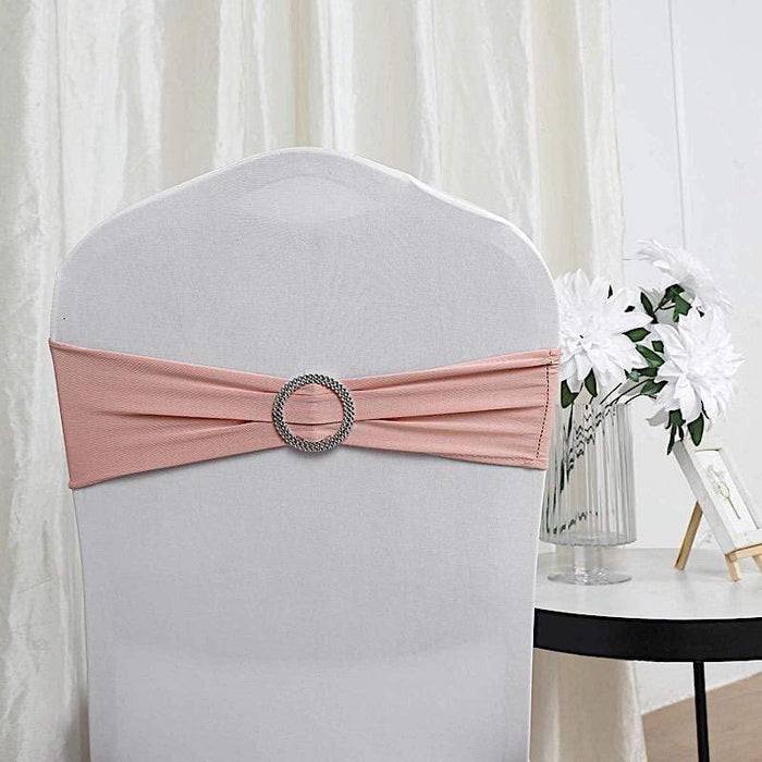 5 pcs Spandex Chair Sashes with Silver Round Buckle Brooches SASHP_SPX03_080