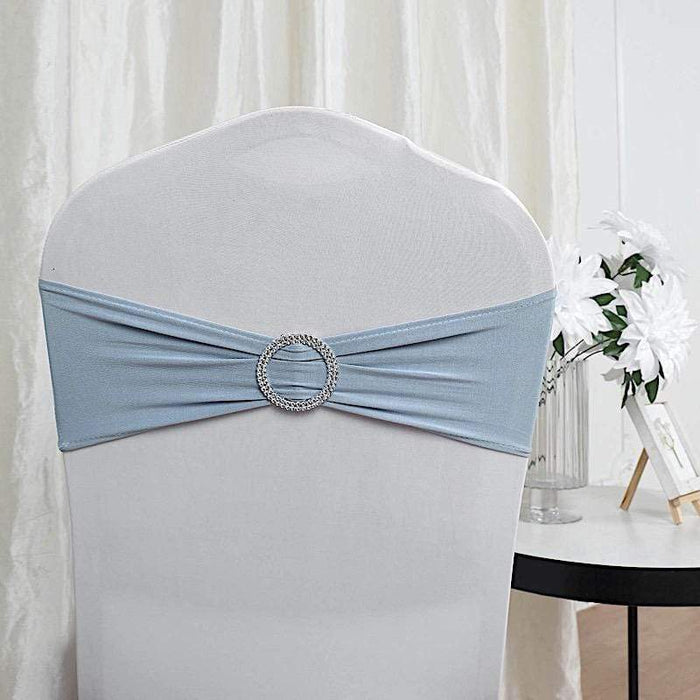 5 pcs Spandex Chair Sashes with Silver Round Buckle Brooches SASHP_SPX03_086