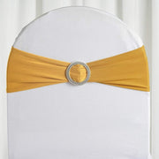 5 pcs Spandex Chair Sashes with Silver Round Buckle Brooches SASHP_SPX03_GOLD