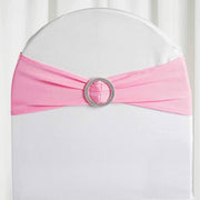 5 pcs Spandex Chair Sashes with Silver Round Buckle Brooches SASHP_SPX03_PINK