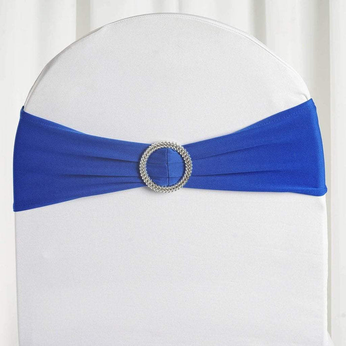 5 pcs Spandex Chair Sashes with Silver Round Buckle Brooches SASHP_SPX03_ROY