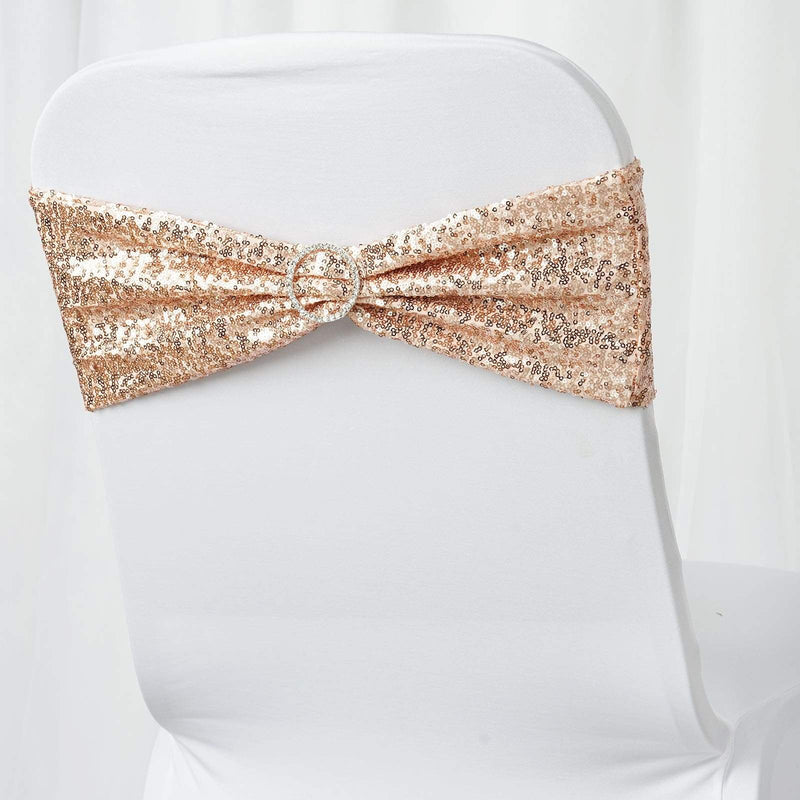 5 pcs Spandex Sequined Chair Sashes