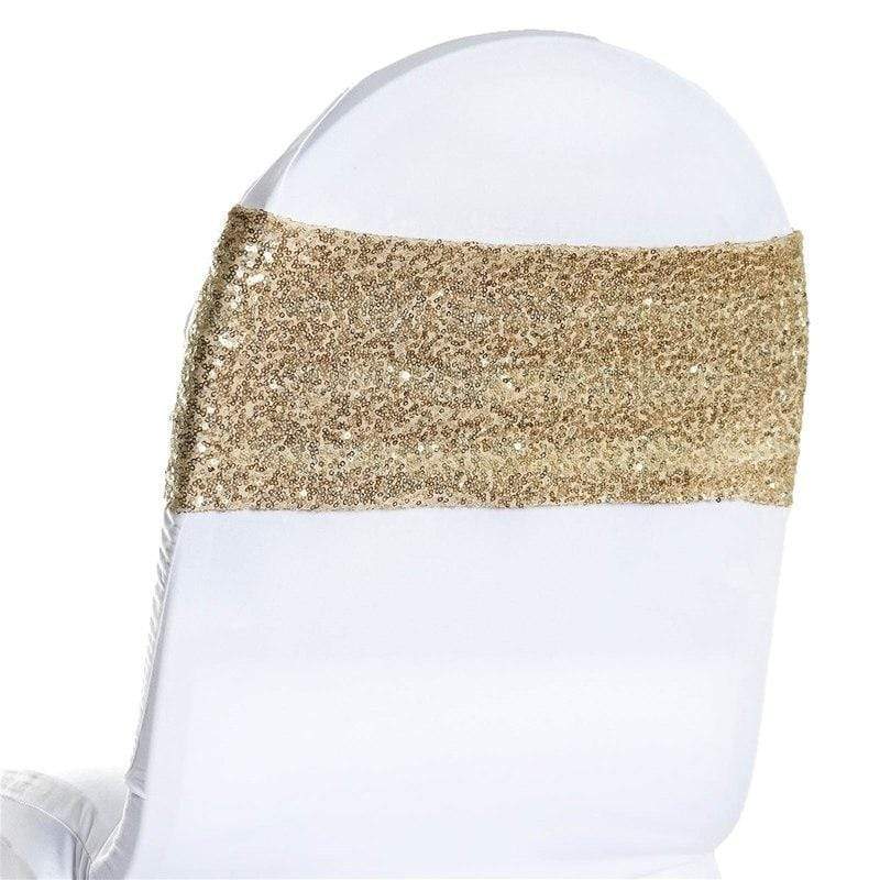 5 pcs Spandex Sequined Chair Sashes