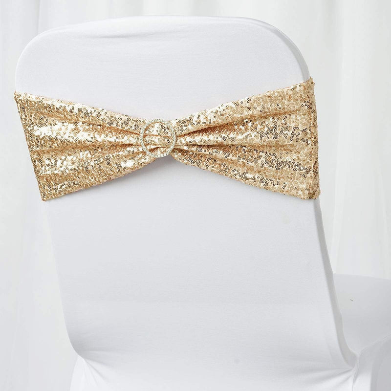 5 pcs Spandex Sequined Chair Sashes