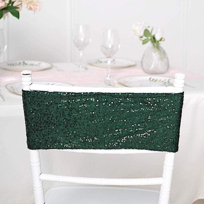 5 pcs Spandex Sequined Chair Sashes