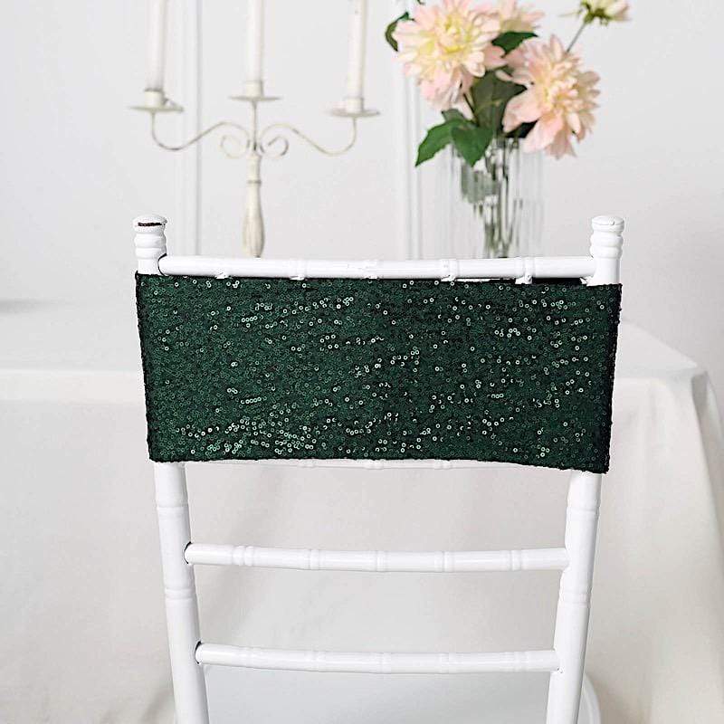 5 pcs Spandex Sequined Chair Sashes