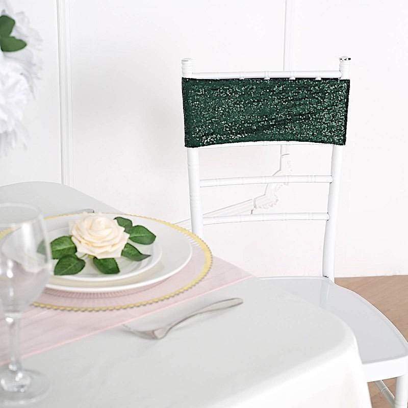 5 pcs Spandex Sequined Chair Sashes