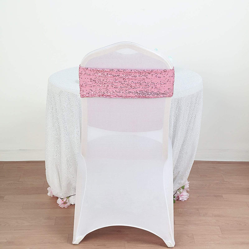 5 pcs Spandex Sequined Chair Sashes