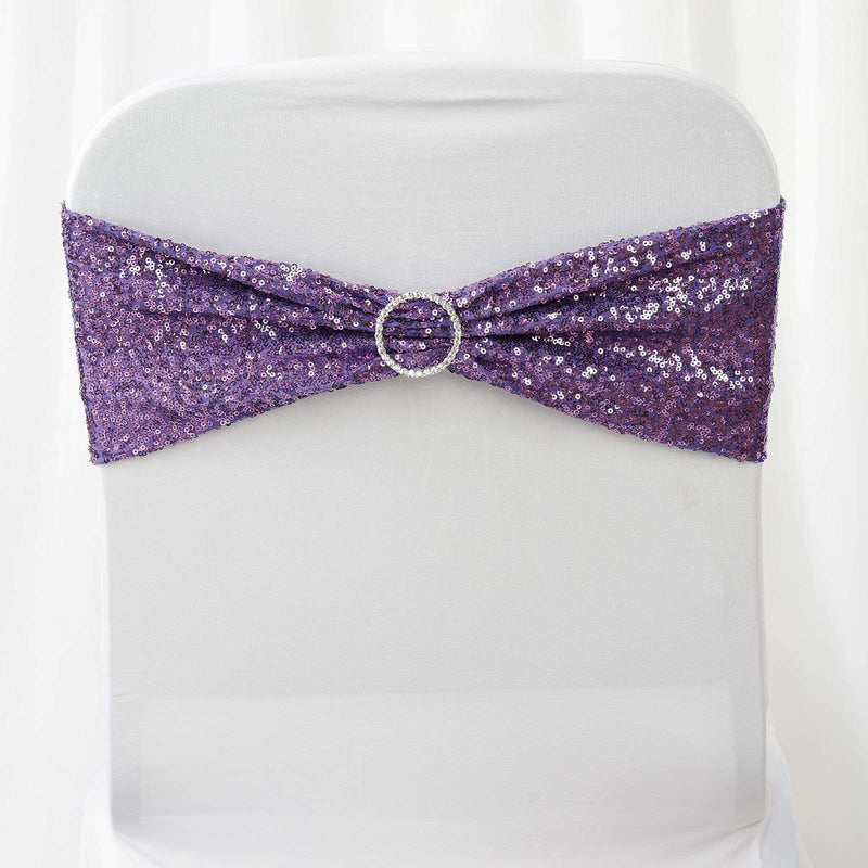 5 pcs Spandex Sequined Chair Sashes