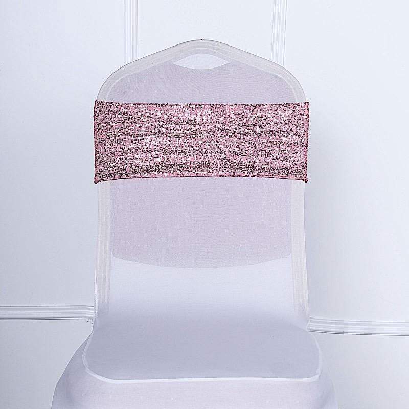 5 pcs Spandex Sequined Chair Sashes